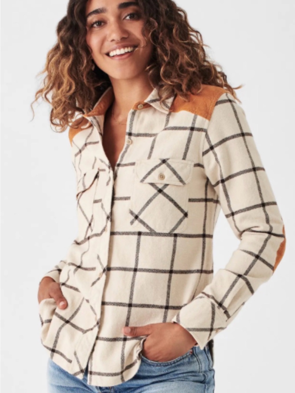 Faherty Women’s Daly Organic Cotton Flannel Front Button Shirt Size Medium